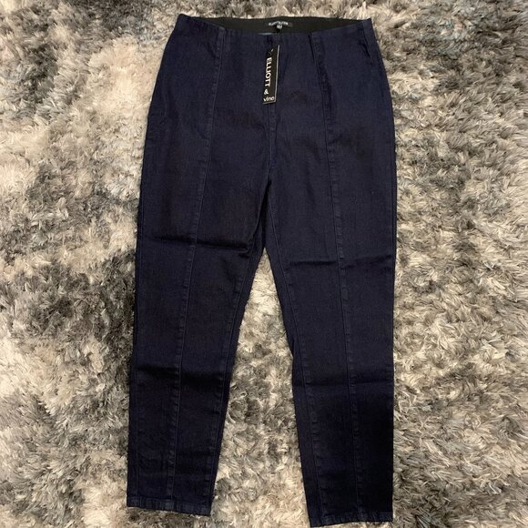 Elliott & Vine Denim Dark Blue Cotton Stretch Pants - Size 14W NEW with TAGS - Picture 1 of 5